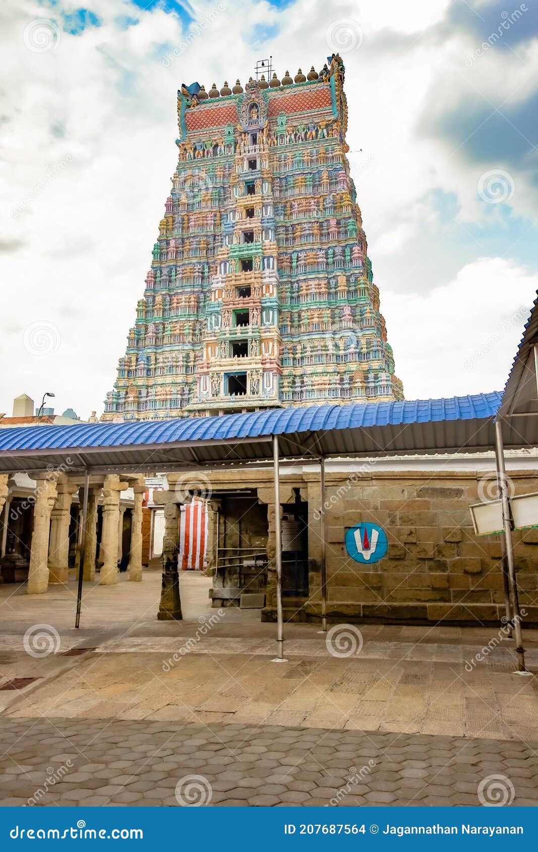 entrance tower to hindu temple,Ã¢â¬Â¯dedicated to lordÃ¢â¬Â¯vishnu and andal inÃ¢â¬Â¯srivilliputhur, tamilnadu, india